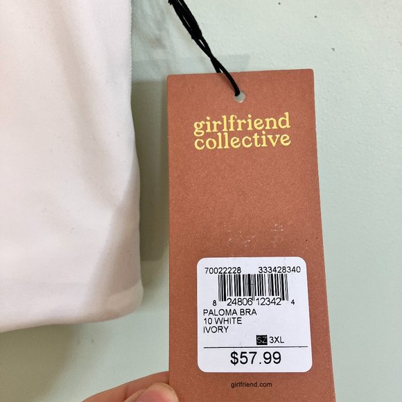 Girlfriend Collective NWT Paloma bra ivory white size 3X - Picture 4 of 7
